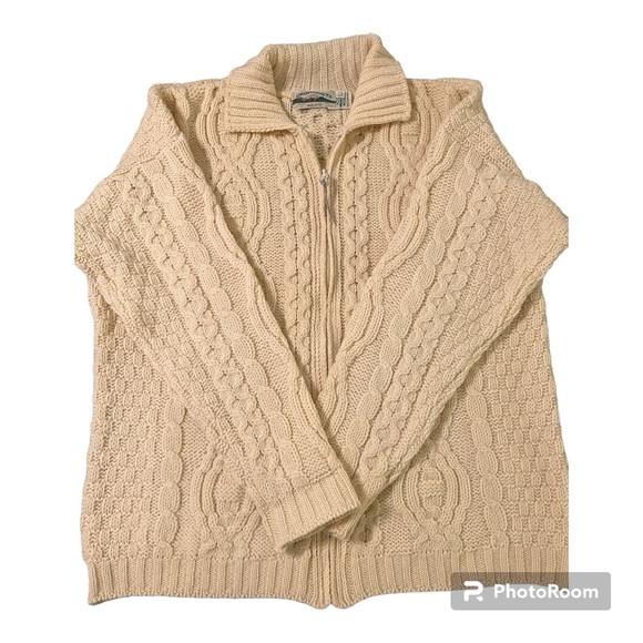 Never Worn Aran Crafts Merino Wool Sweater - Subtle Beauty in Beige/Ivory - Picture 12 of 16